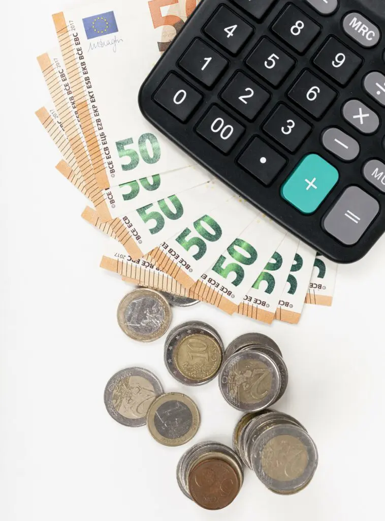 billets et pieces avec calculatrice